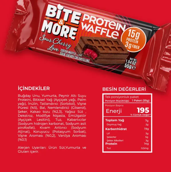 Protein Waffle - Vişneli (55g x 12 Adet)