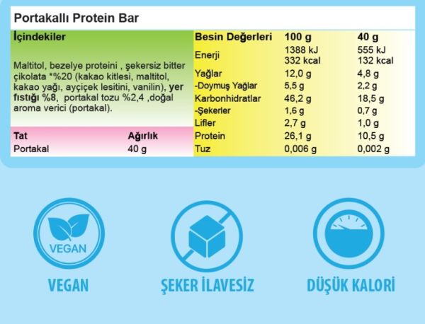 Ogilia - Portakallı Yüksek Proteinli Bar 12'lİ