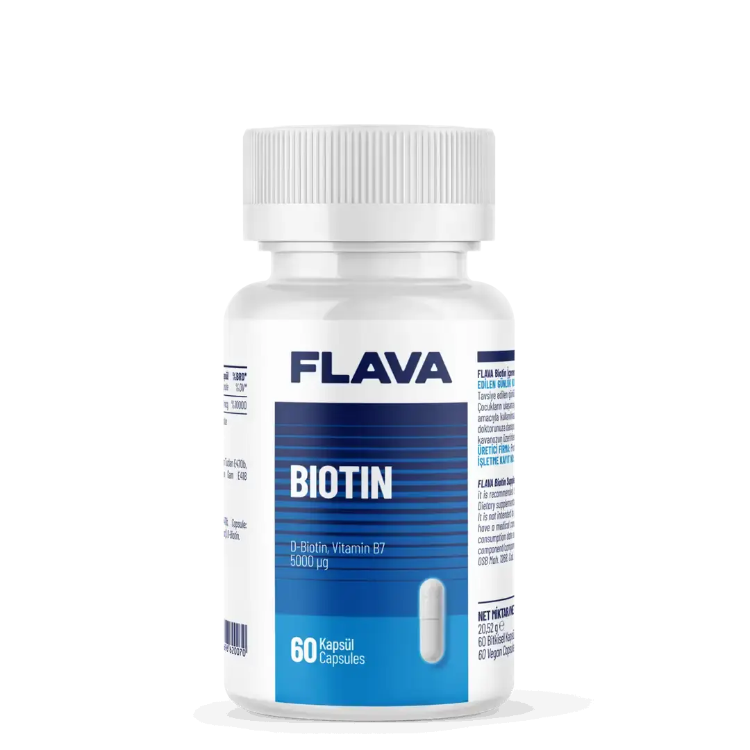 Flava Biotin 60 Kapsül – Saç, Cilt ve Tırnak Sağlığı Destekleyici Takviye