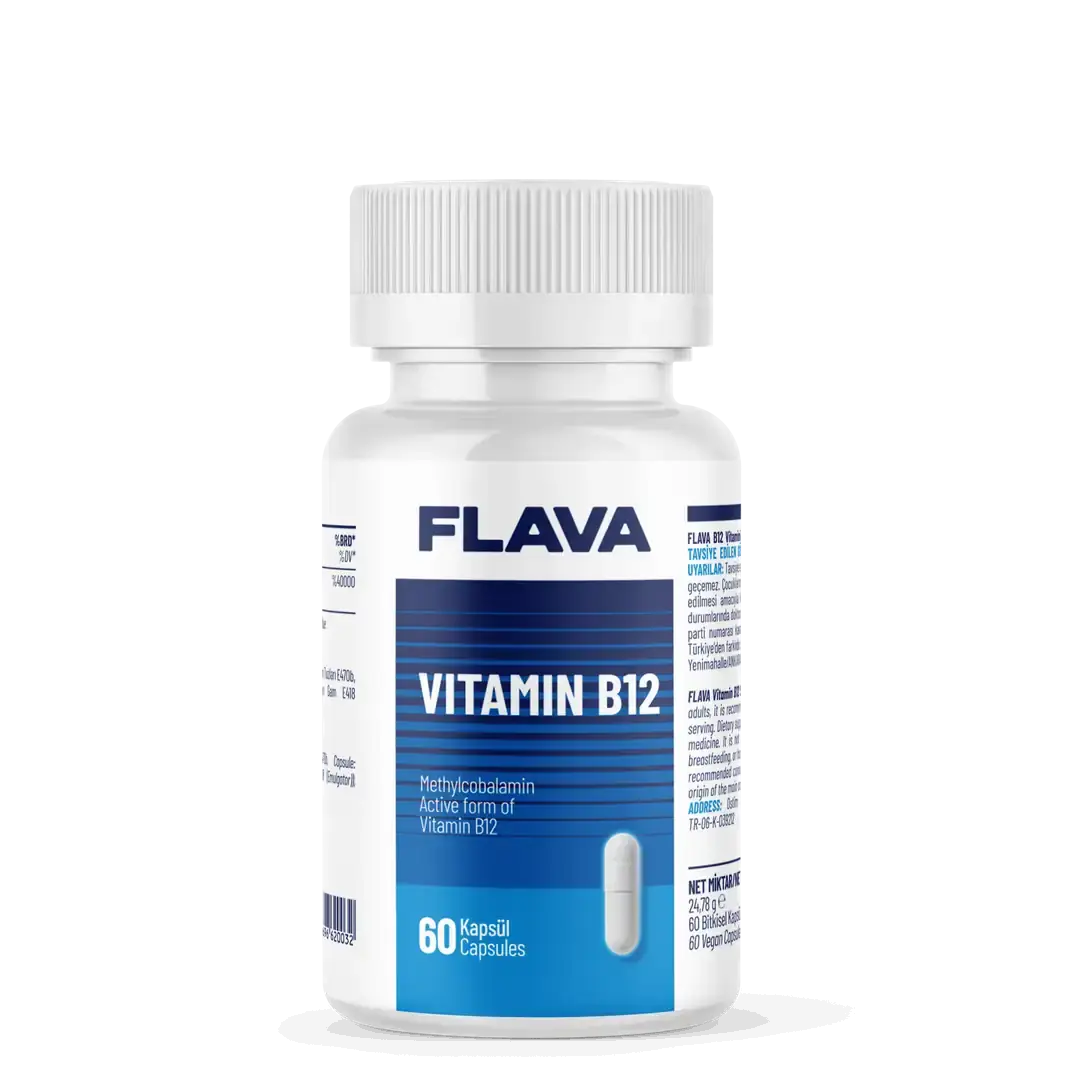 Flava Vitamin B12 60 Kapsül – Enerji ve Metabolizma Desteği