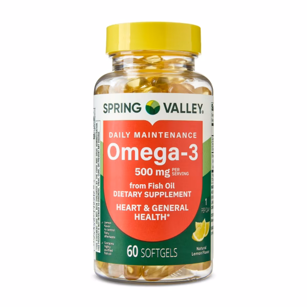 Spring Valley Fish Oil Omega 3 500 mg 60 Softgel – ABD Menşeli Kalp ve Genel Sağlık Desteği
