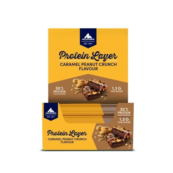 Multipower Protein Layer Bar 18x50g – 3 Katmanlı Yüksek Proteinli Atıştırmalık Yerfıstığı &karamel