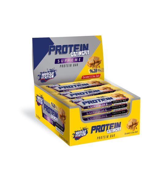 Muscle Station Protein Crunchy Supreme Protein Bar 12’li Kutu – %28 Protein Caramel&Sea Salt