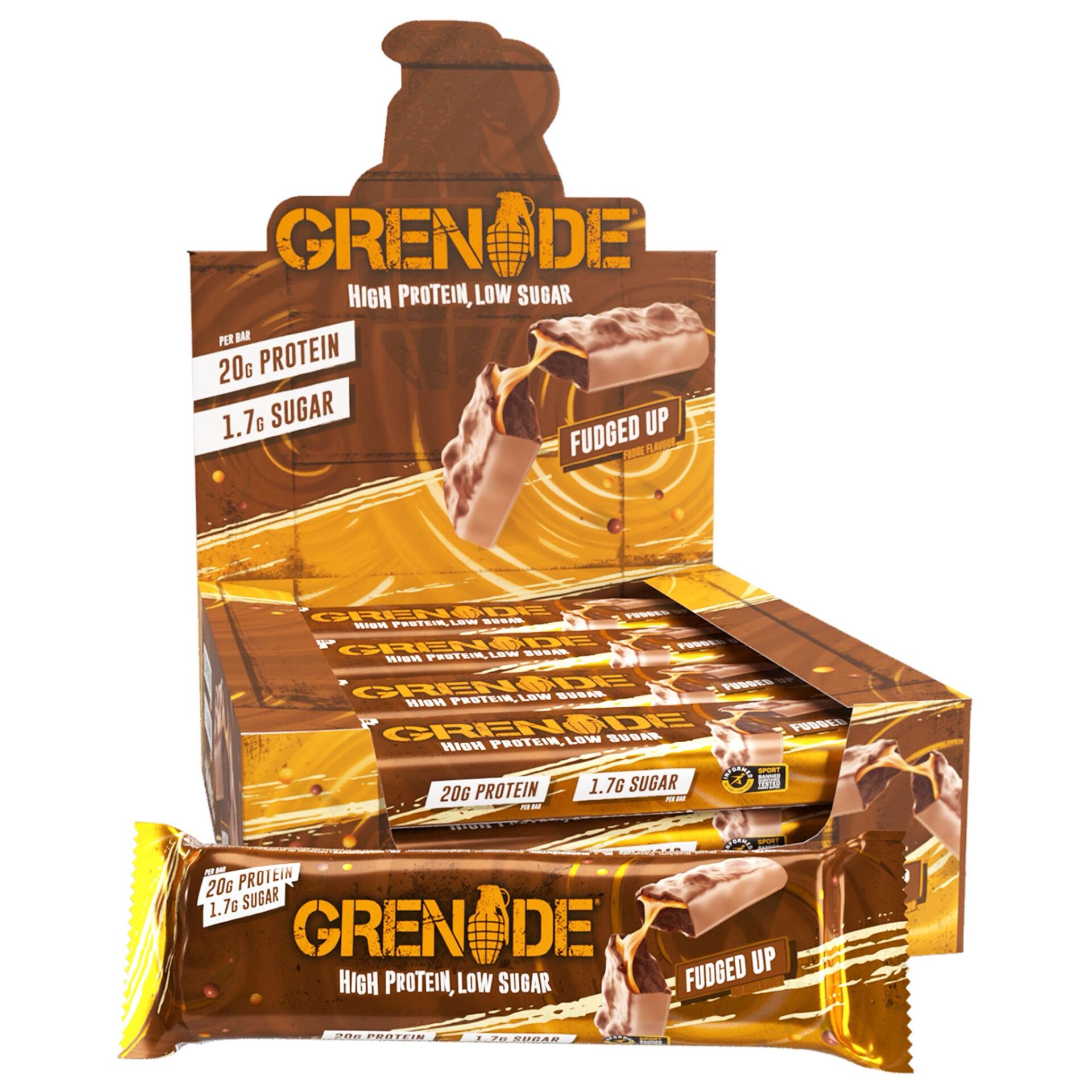 Grenade Carb Killa Fudged Up Protein Bar 60g – 20g Protein, Düşük Şekerli Sporcu Barı FUDGE BROWNIE
