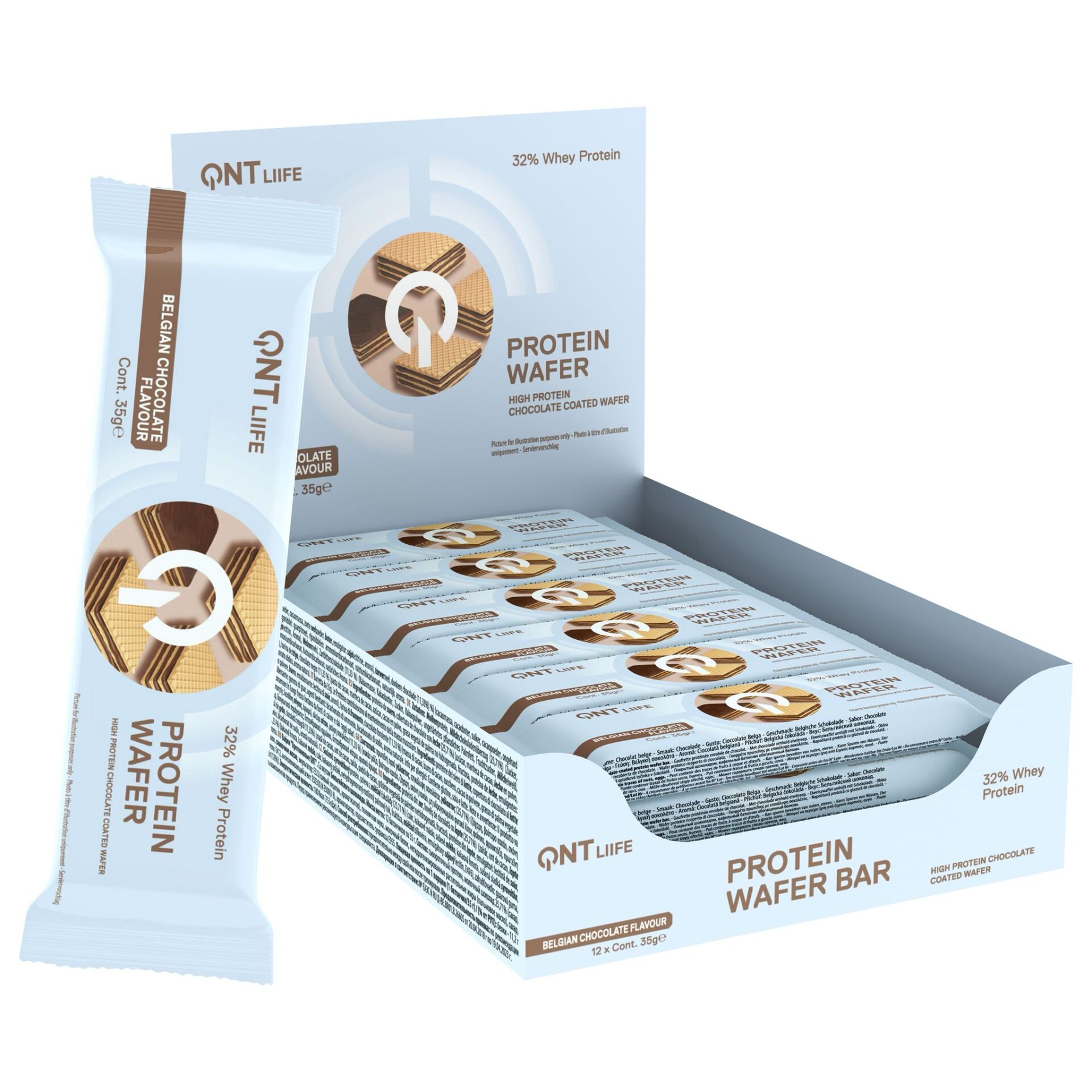 QNT Life Protein Wafer Bar 35g – %32 Whey Proteinli Belçika Çikolatalı Gofret