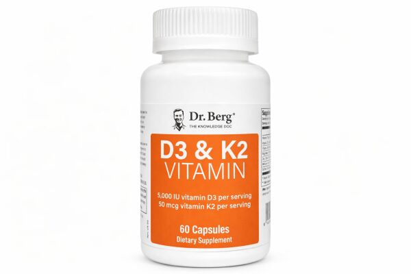 Dr. Berg D3 & K2 Vitamin 5000 IU – 60 Kapsül | Kemik & Bağışıklık Desteği