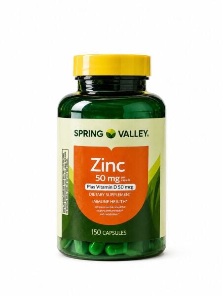 ABD Spring Valley Zinc 50 mg + Vitamin D 50 mcg 150 Kapsül – Bağışıklık Destekleyici Çinko Takviyesi