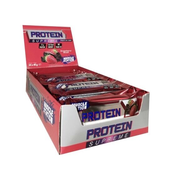 Musclestation Protein Supreme strawberry blush Protein Bar 40gr - 24 Adet