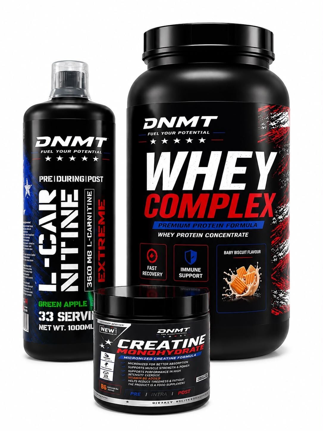 DNMT WHEY 900 LKARNETINE  LITRE CREATINE 120 GR SET