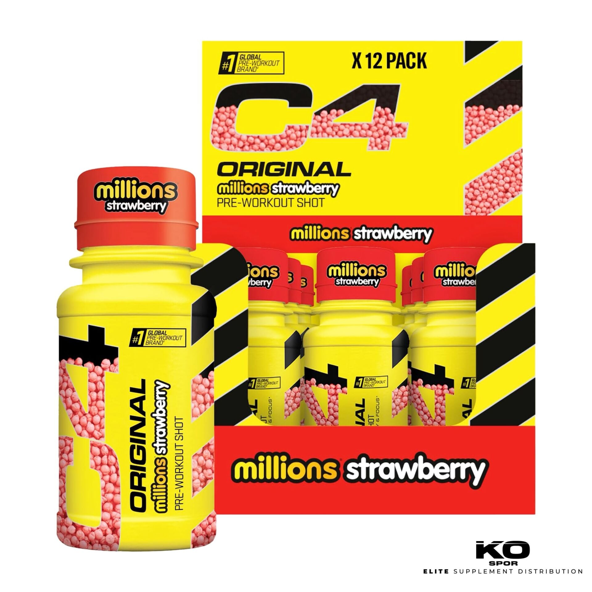C4 Original Millions Strawberry Pre-Workout Shot – Antrenman Öncesi Enerjini Yükselt!