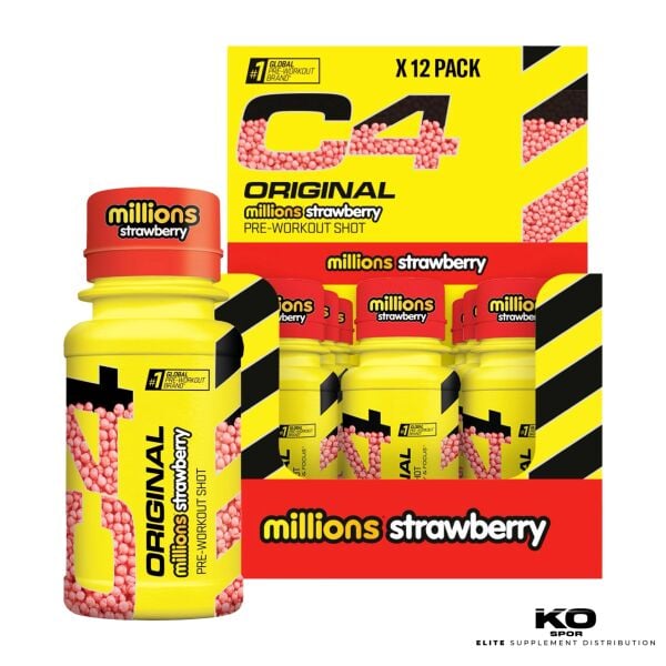 C4 Original Millions Strawberry Pre-Workout Shot – Antrenman Öncesi Enerjini Yükselt!