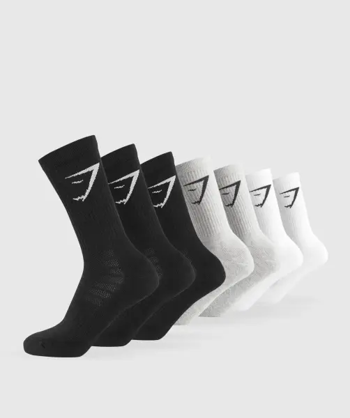 Gymshark Crew Socks 3’lü Uzun Spor Çorabı – Siyah & Beyaz Renk Seçenekleri SİYAH