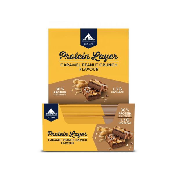 Multipower Protein Layer Bar 18x50g – 3 Katmanlı Yüksek Proteinli Atıştırmalık caramel peanut