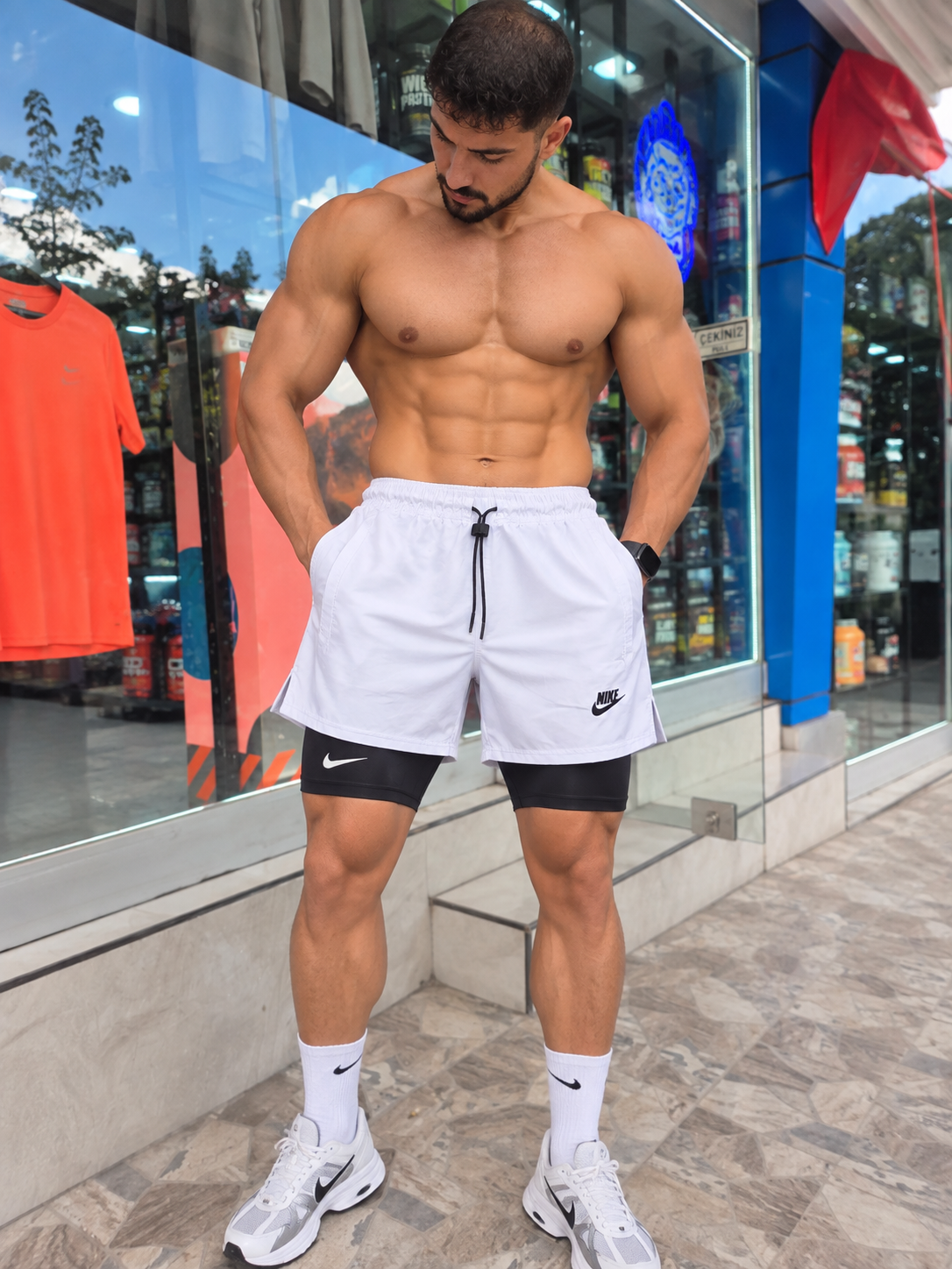 Nıke Taytlı Sort LARGE &XLARGE - Beyaz