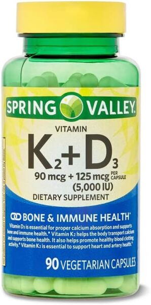 Spring Valley D3 K2 Vitamin 90 Kapsül – Vejetaryen Destek