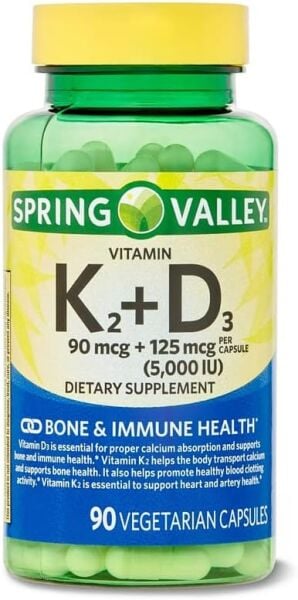 Spring Valley D3 K2 Vitamin 90 Kapsül – Vejetaryen Destek